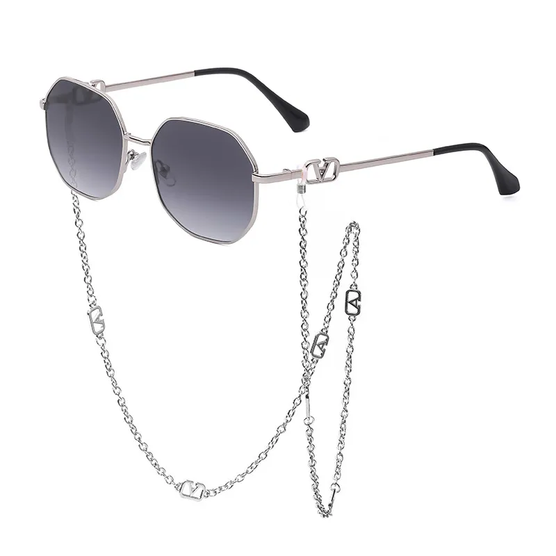 Designer Lunettes de soleil Brand Eyewear Chain Hommes Femmes Sun Glasse Sun Polaroid UV400 Metal Lens with Box