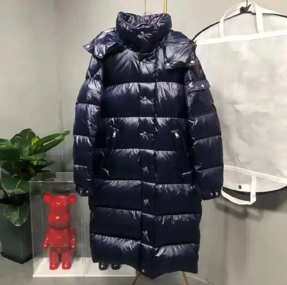 Hommes Femmes Down Coat Survêtement Classique Hiver X-long Épais Chaud Puffer Veste À Capuche Designer Parkas De Luxe Streetwear Homme Unisexe Manteaux S-XXL Noir