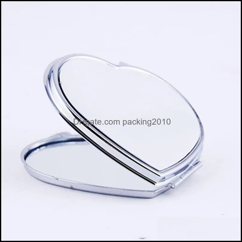 diy makeup mirrors iron 2 face sublimation blank plated aluminum sheet girl gift cosmetic compact mirror portable decoration wll1017