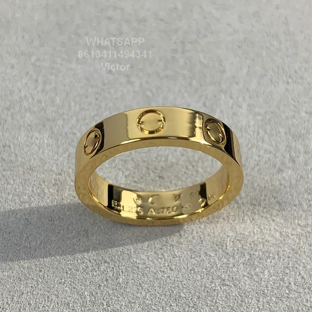 love ring V gold 18K 3.6mm will never fade narrow ring without diamonds luxury brand official reproductions With counter box couple rings 5A exquisite gift