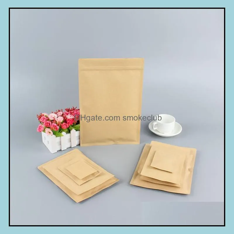 Storage Bags Home & Organization Housekee Garden 20Pcs Small Kraft Paper Zip Lock Bag Inner Aluminum Foil Pouch Reusable Flat Packaging