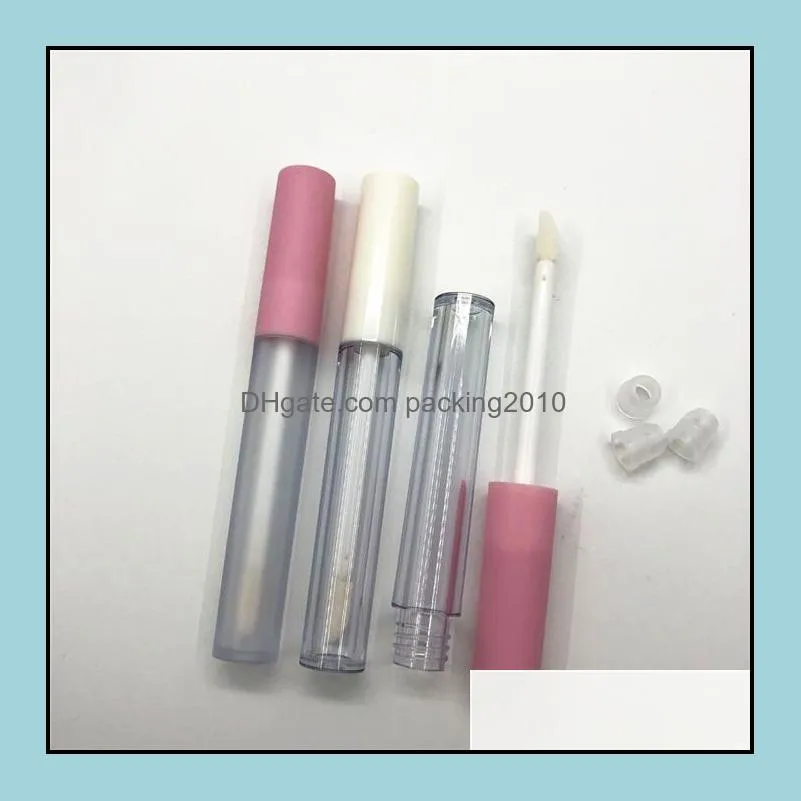 2.5ML Frosted Clear Empty Lip Gloss Containers Tube 3ML Lid Balm Lid & Brush Tip Applicator Wand Rubber Stoppers for DIY Lip