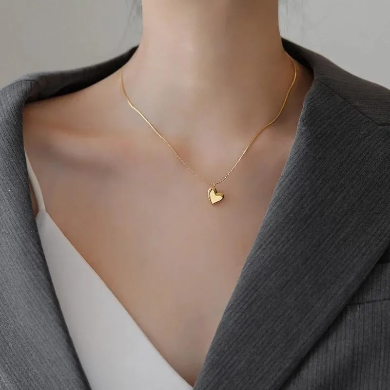 Pendant Necklaces Never Fade Minimalist Heart Necklace Choker 18 K Gold Plated 316 L Titanium Stainless Steel Fine Jewelry Woman GiftPendant