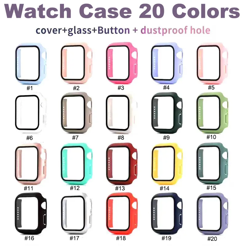 IWATCH serisi için uygun durumlar 7/6/5/4/3/2/1 / 1 / SE Koruyucu kabuk Apple Watch Case Kapak İzle Kabukları Film Entegre 38/40/42/44/41 / 45mm