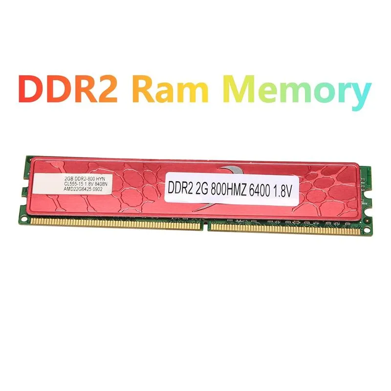 RAMS -DDR2 2GB RAM Memoria 800MHz PC2 6400 240 PINS 1.8V DIMM con chaleco de enfriamiento para Ramrams de escritorio AMD