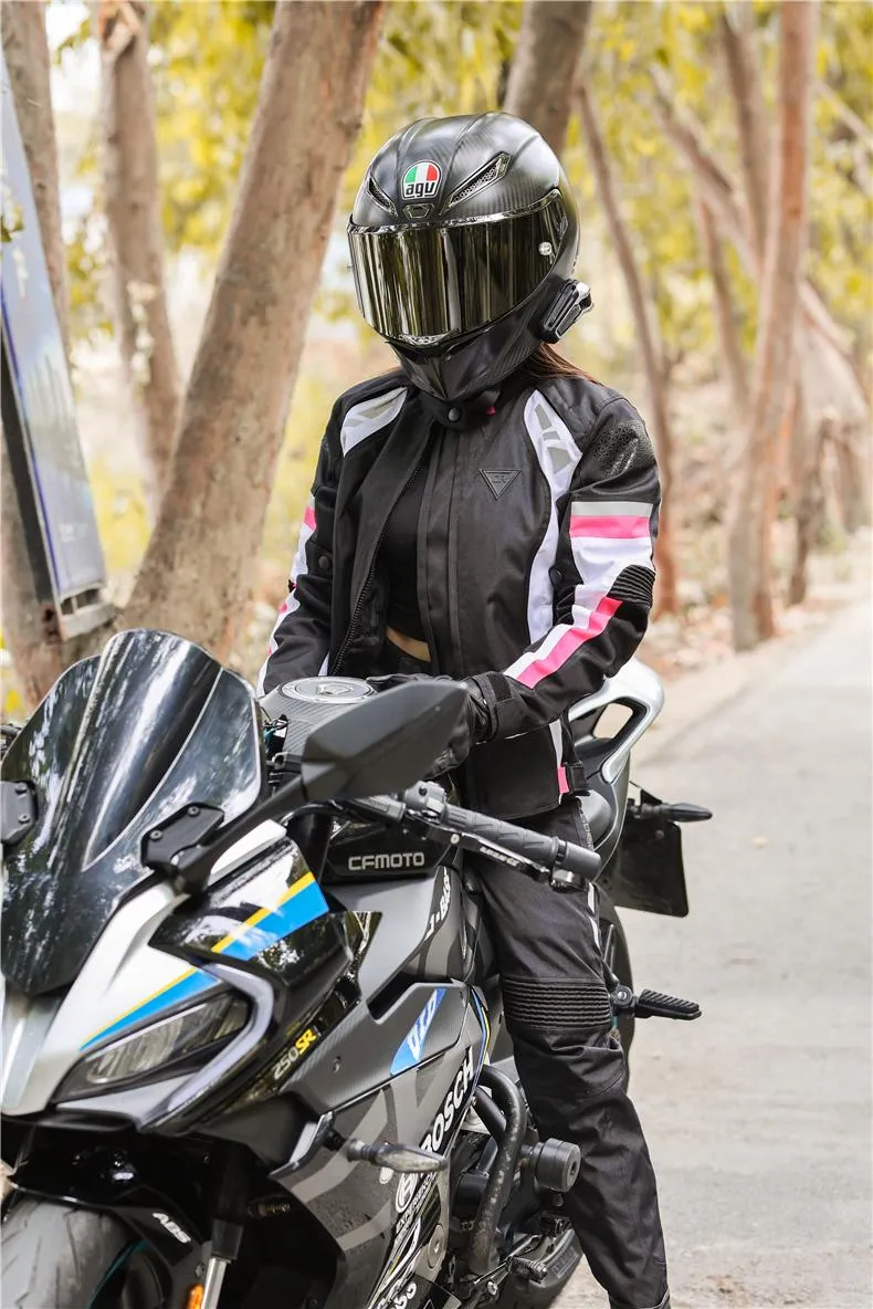 Motorcykelkläder kvinnor jacka byxor sommar damer riddräkt med avtagbara 9st skyddande växlar termiska foder vinter231j