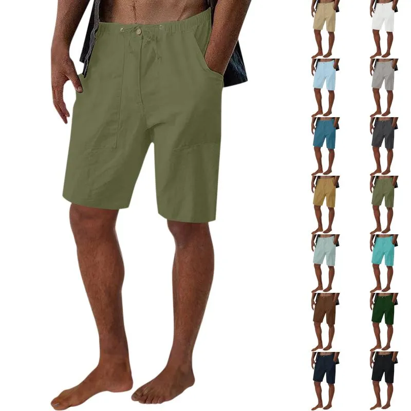 Mens Shorts Male Summer Casual Solid Short Pant Drawstring Trouser ...