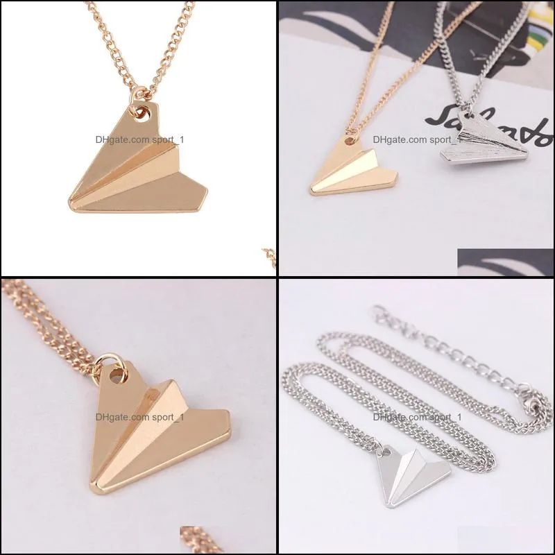 origami plane necklace collier aircraft airplane long chain maxi necklaces paper jewelry for women statement necklace