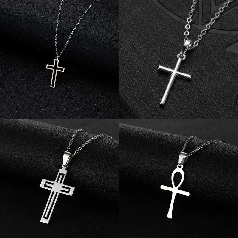 Fashion Necklace Cross Women Pendant Men Metal Choker Clavicle Chain Party Jewelry Female Gift Collar
