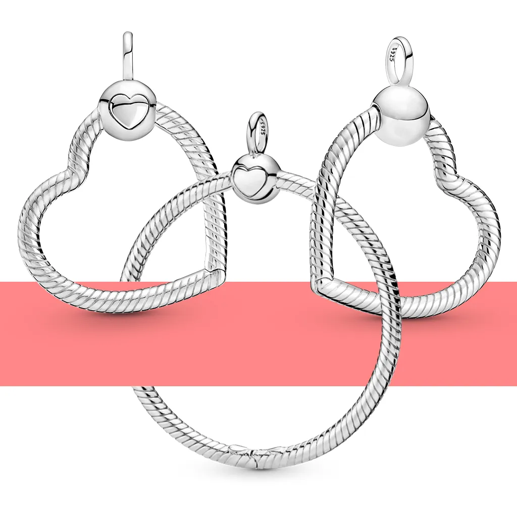 Ciondoli pendenti in argento sterling 925 per Pandora Scatola originale Colore O Ciondolo cerchio Momenti Collana con bracciale con perline europee