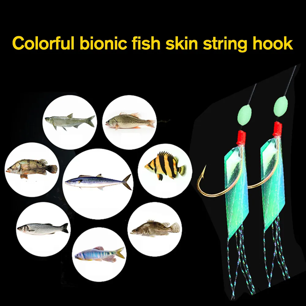 5 PacksNew Sabiki Soft Fishing Lure Rigs Bait Jigs Lure Soft Lure Worn Fake String Crystal