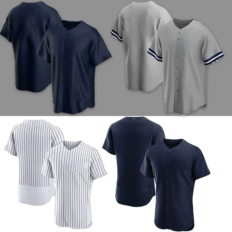 2022 Hombres personalizados Mujeres Jerseys de béisbol Cosido Bordado Logo Botón Cardigan Camiseta Ness Retro Gris Negro Rojo Azul Jersey M-3XL