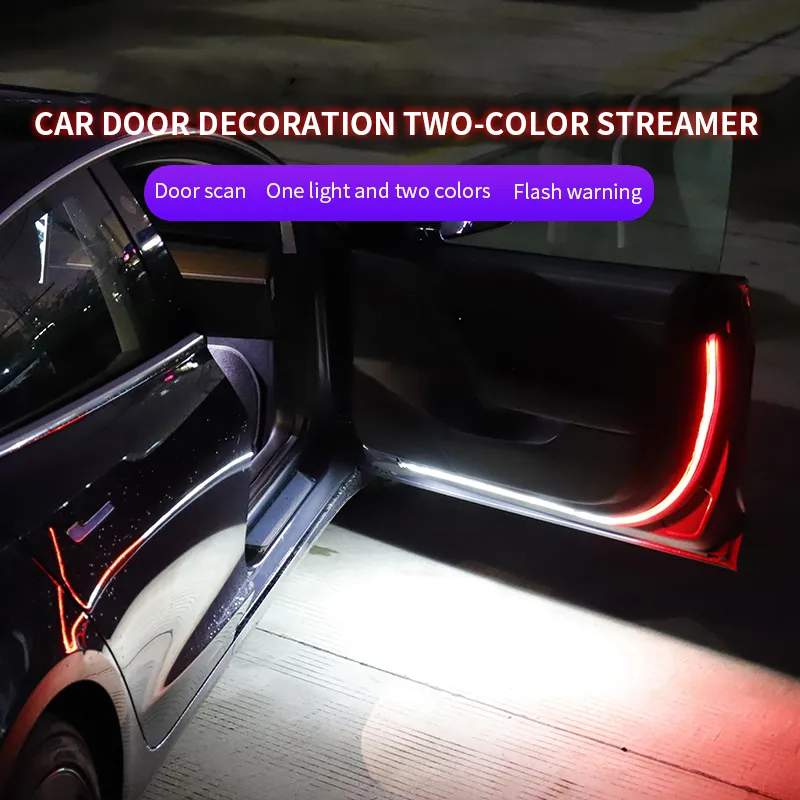 Car Door LED Strip Warning Lights, 12V Dual Color White & Red Car Door