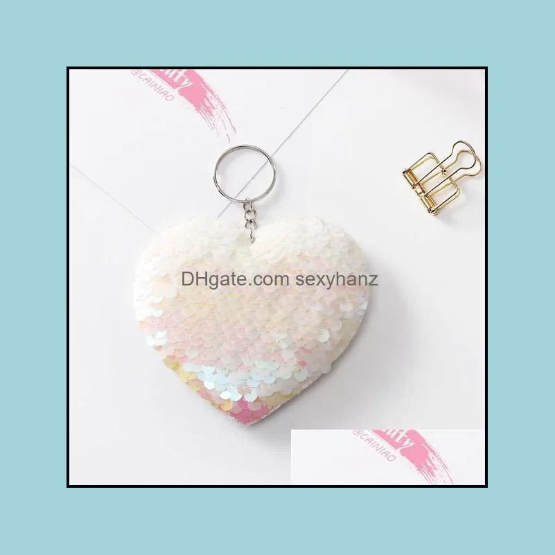 Heart Sequin Key Chain Flip Sequin Key Chains Glitter Sequin Heart Key Rings Bag Accessories Party Favors