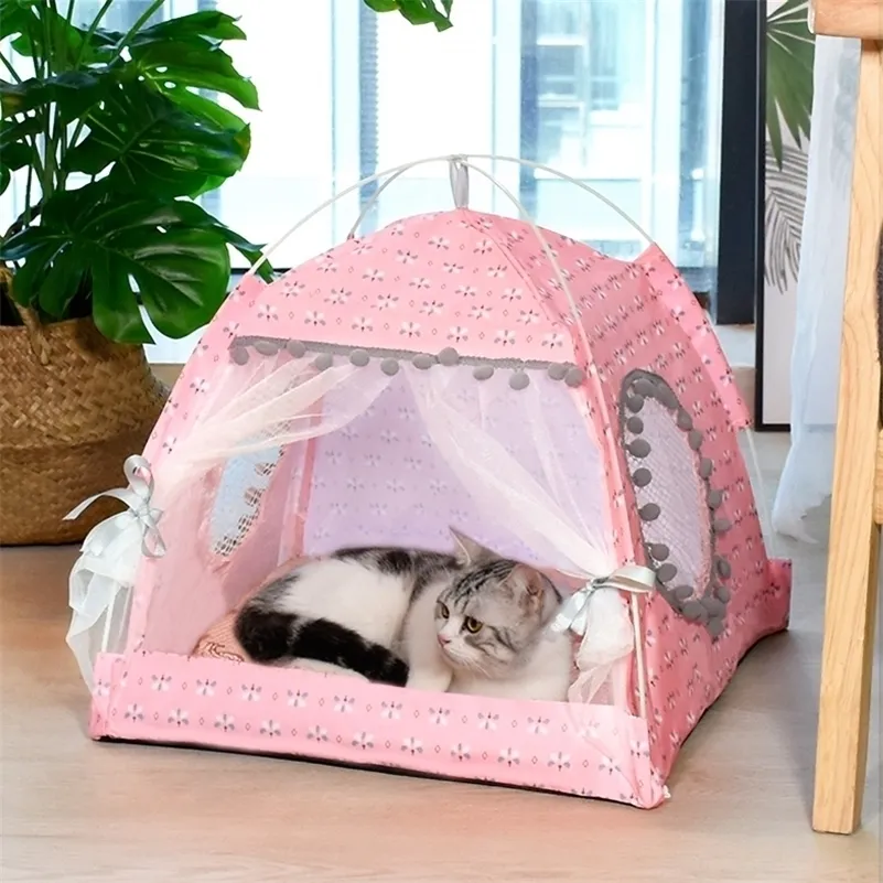 katt tält säng husdjur produkter den allmänna teepee stängd mysig hängmatta med golv hus husdjur små hund tillbehör 220323