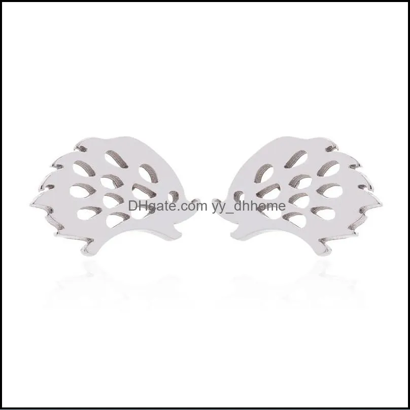 Lovely Hedgehog Stud Earrings For Girls Cute Fashion Animal Ear Earrings Jewelry Stainless Steel Silver Earing Jewelry Wholesale