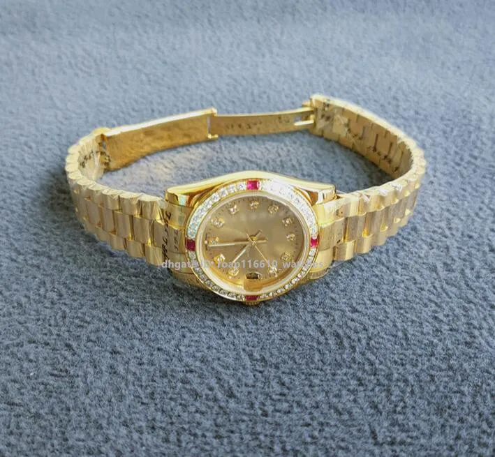 Women's Watch 28mm Rose Gold Diamond 26mm Bezel Kvinnors högkvalitativa rostfritt stål Mekaniska armbandsur rosa gåva 20 Modellval