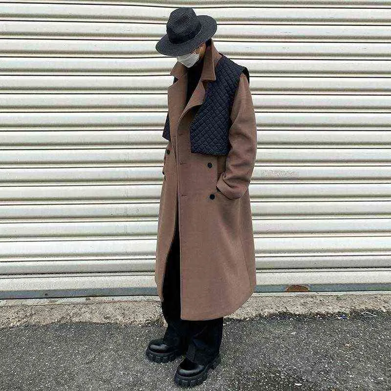 Men's Wool & Blends Winter Thick Long Woolen Coat Men Warmth Fashion Casual Oversized Korean Loose Trench Mens Overcoat M-XL T220809