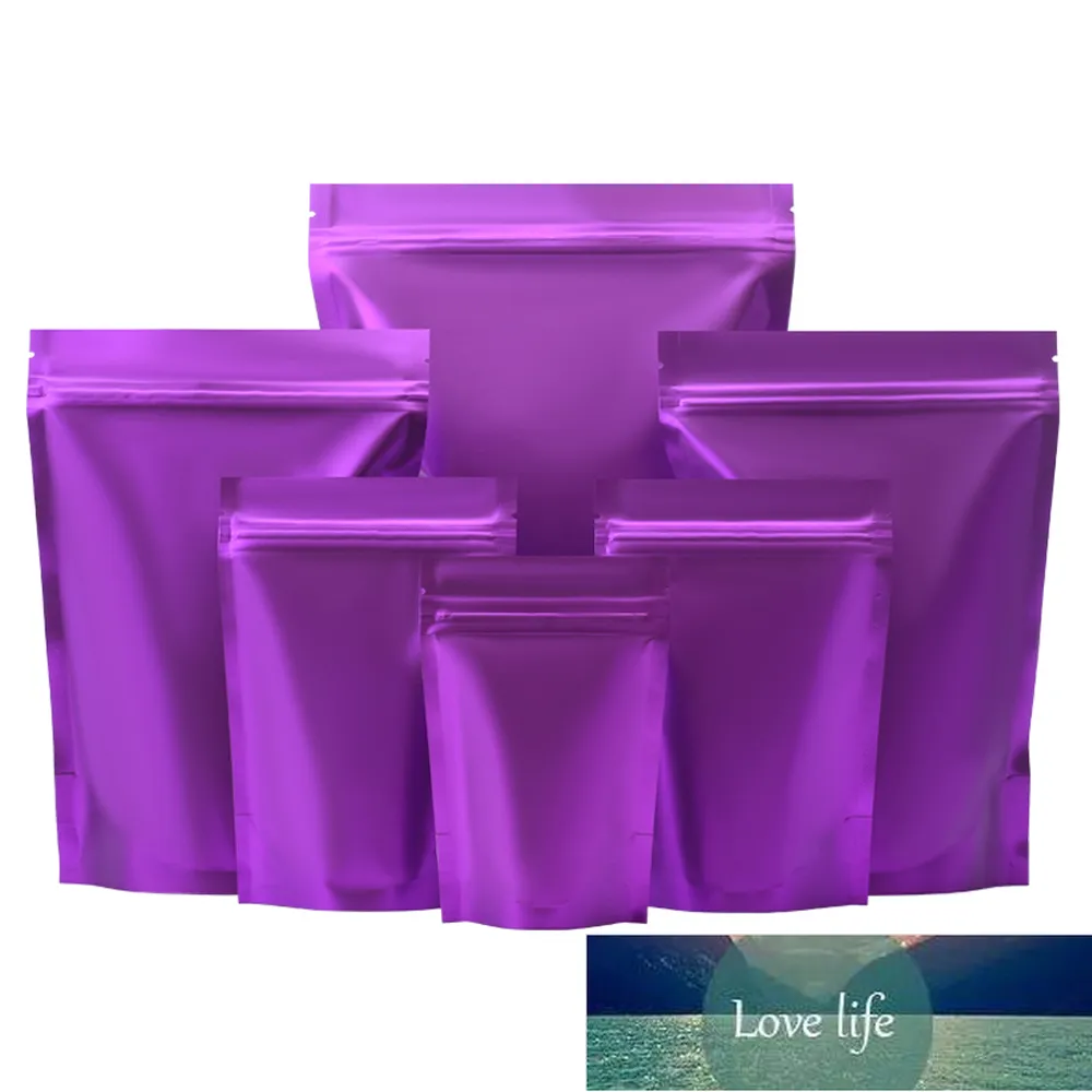 100Pcs/Lot Matte Purple Aluminum Foil Stand Up Bag Candy Nuts Dried Fruit Snacks Coffee Tea Food Zip Lock Waterproof Dustproof