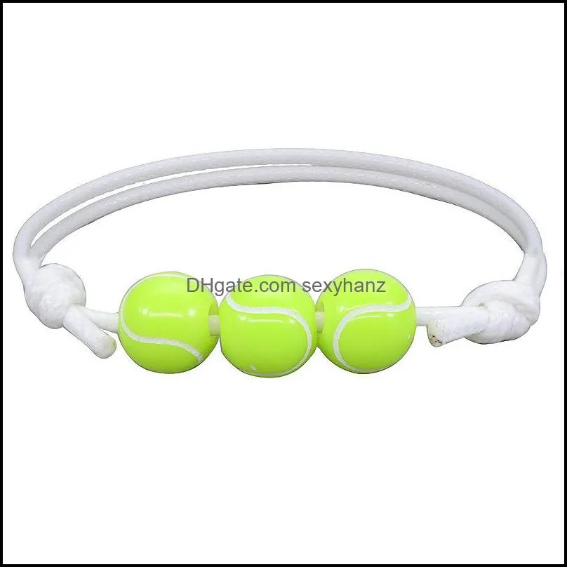 Tennis Sports Charm Bracelets Basketball Baseball Wax Couple Bracelet Summer Beach Jewelry Gift