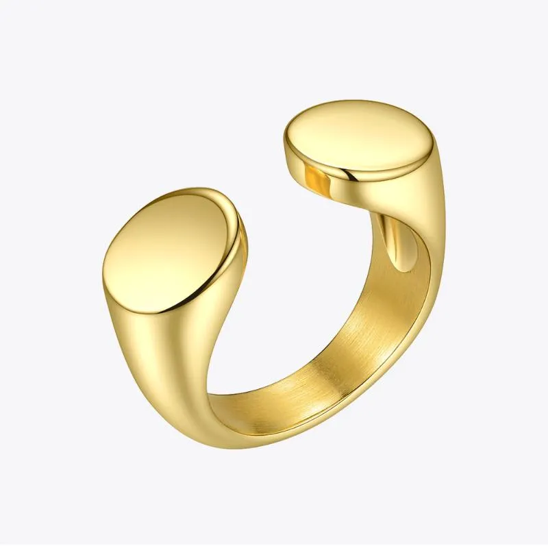 Cluster Rings Punk Platform Open Ring Gold Color Stainless Steel Simple Finger For Women Fashion Jewelry Drop R204034Cluster