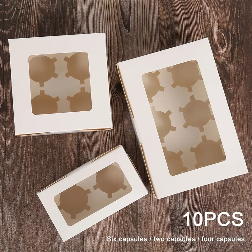 10/15 pièces boîtes à cupcakes transparentes avec plateau amovible pour 2/4/6 tasses accessoires d'emballage de cuisine alimentaire de noël 220427