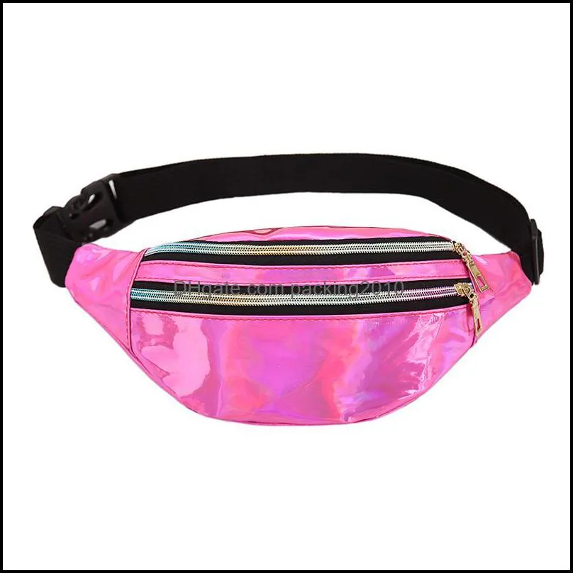 laser waist bag fanny pack zipper waterproof shiny chest pack bum bag beach purse shiny storage bags with adjustable belt