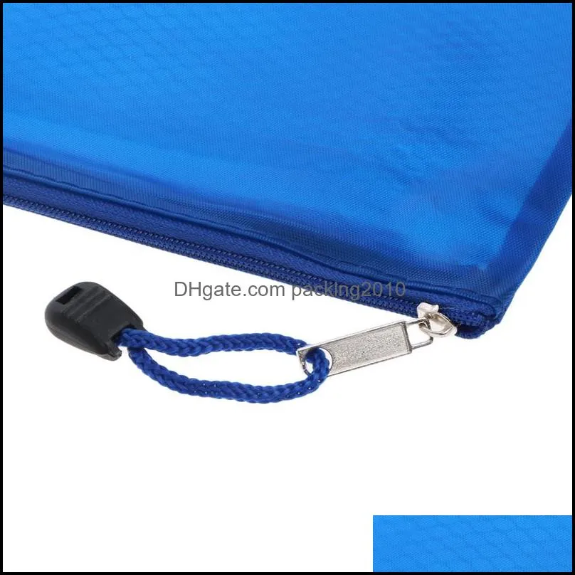 A5 Matte Zipper File Pocket Gridding Waterproof Zip Storage Bags Document Holder Pen Filing Products Pocket Folder Office & School