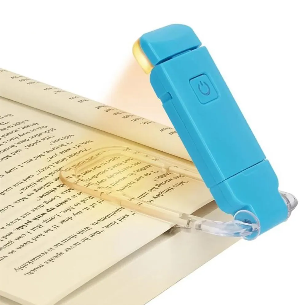 Lampada da lettura a LED ricaricabile USB Luminosità regolabile Protezione degli occhi Clip Lampada da lettura Segnalibro portatile Luci notturne