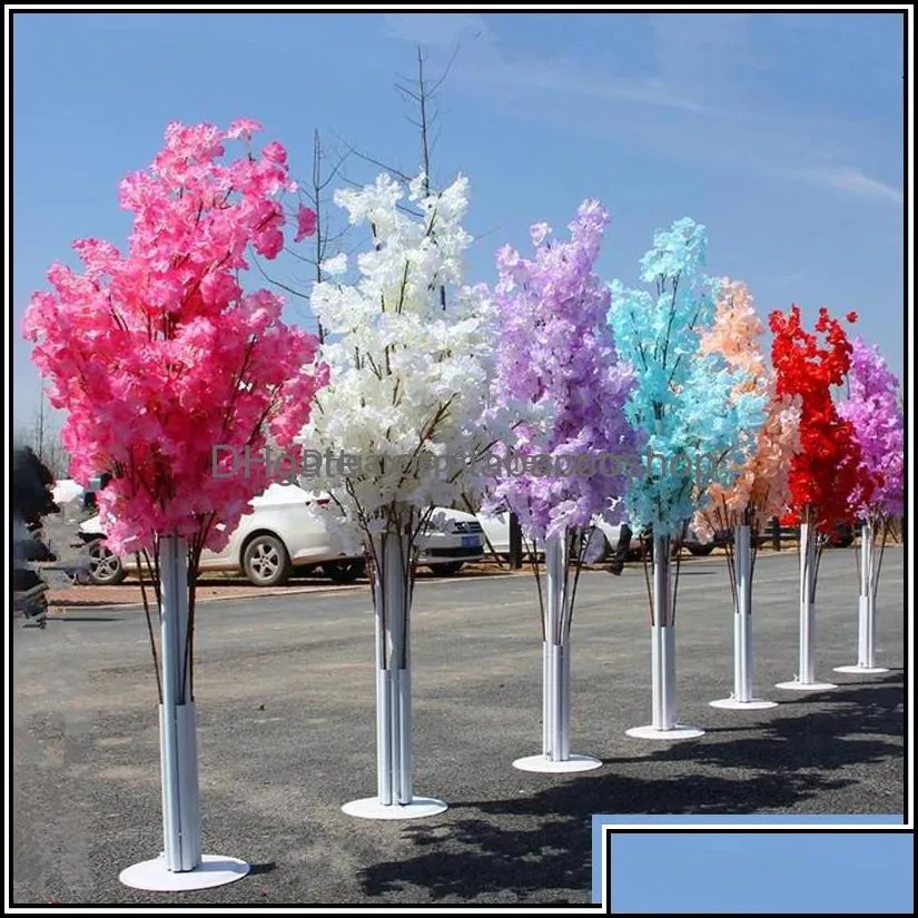 Ghirlande di fiori decorativi Forniture per feste festive Giardino domestico Decorazione di nozze 5 piedi di altezza Slik Albero di fiori di ciliegio artificiale Goccia romana D