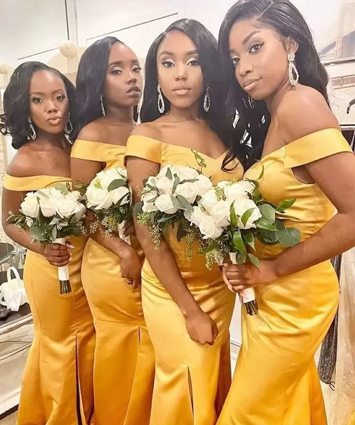 Ivory and gold bridesmaid deals dresses