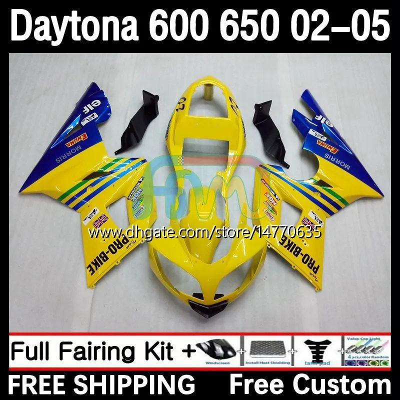 Rampaket för Daytona 650 600 CC 02 03 04 05 BOODWORK 7DH.11 COWLING DAYTONA 600 DAYTONA650 2002 2003 2004 2005 BODY DAYTONA600 02-05 MOTORCYCLE FAIRING BLÅ GUL GULD
