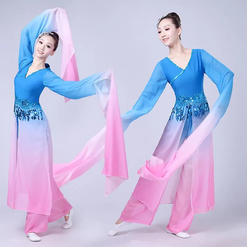 Abbigliamento da palcoscenico Ms. Yangko Abito da ballo maniche Costumi classici fugaci Costume moderno fresco Spiumatura femminile adultaStage