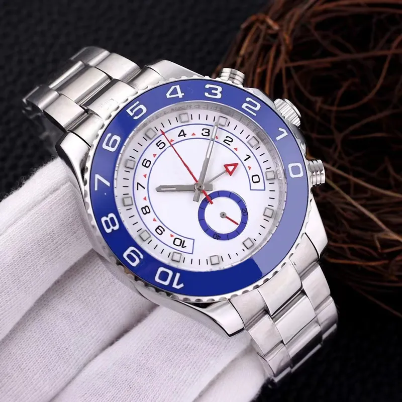 Novo relógio masculino mostrador branco moldura de cerâmica movimento automático vidro safira watch218s