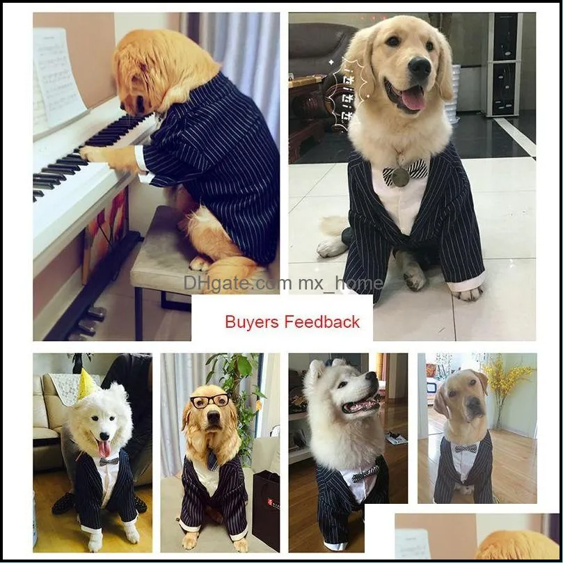 large dog apparel stripes big dog coat bowknot tuxedo jacket wedding suit pet clothes for samoyed husky costume