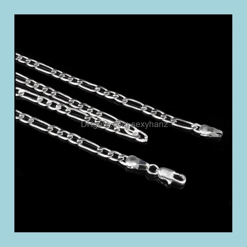 silver chains necklace jewelry hot sale fashion charm 4mm link chain necklaces for men 16 - 24 inch jewelry wholesale free shipping