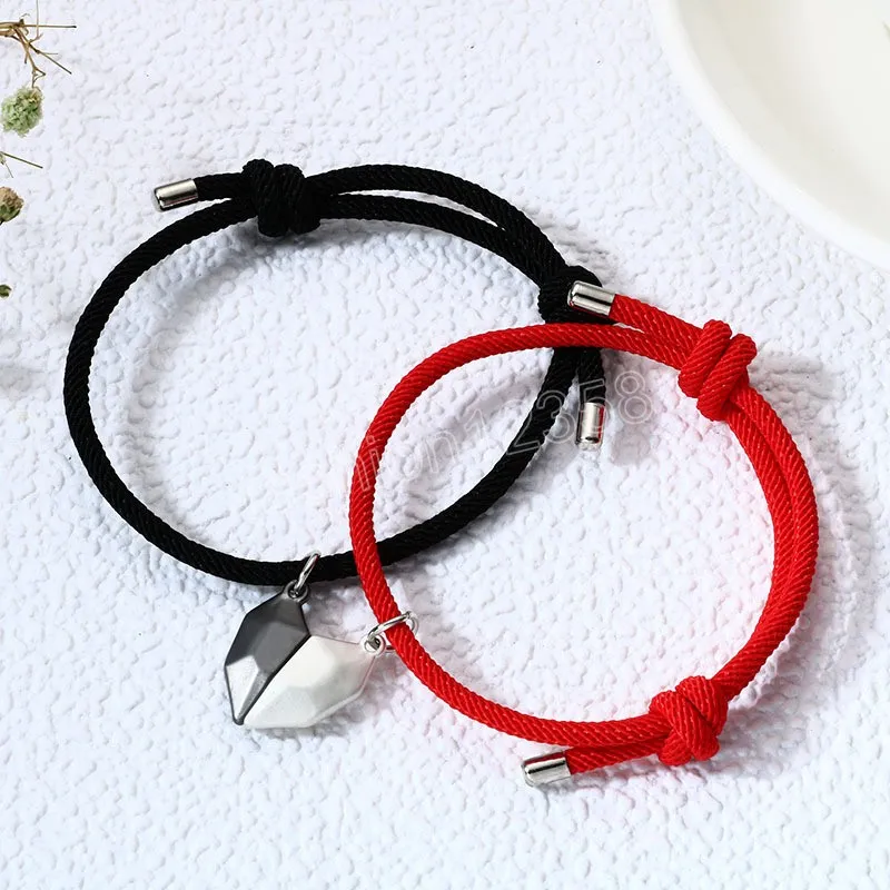 Bracelets de ímãs do coração romântico Casal Classic Lucky Black Red Red Ride Bracelelet Anniversary Gift Atrair Jóias