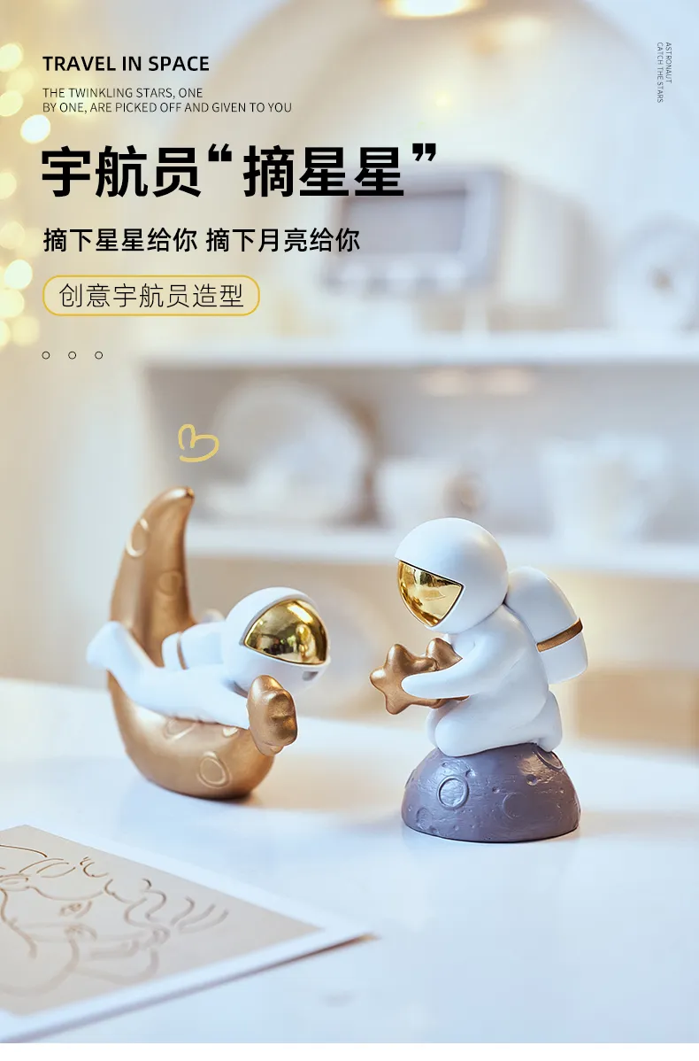 Cute Cartoon Astronaut Statue Character Sculpture Figurine Nordic Home