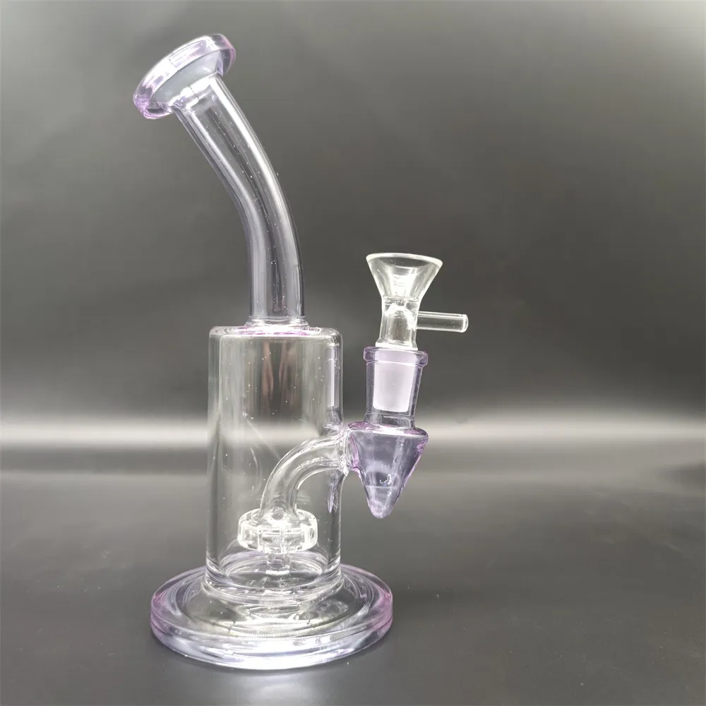 7 inches lila glas bong återvinningsglas vatten Bong pipes gemensamma tobaksång hookah 14mm skål