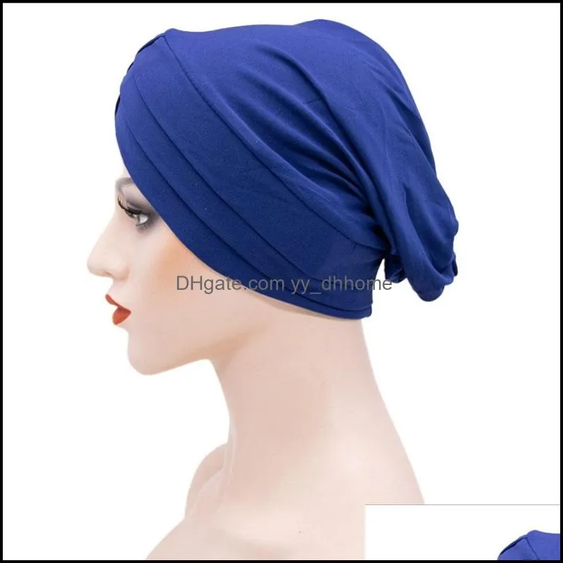 women lady stretchy turban cross beanie hat head wrap solid color bandana caps headwear fashion accessories