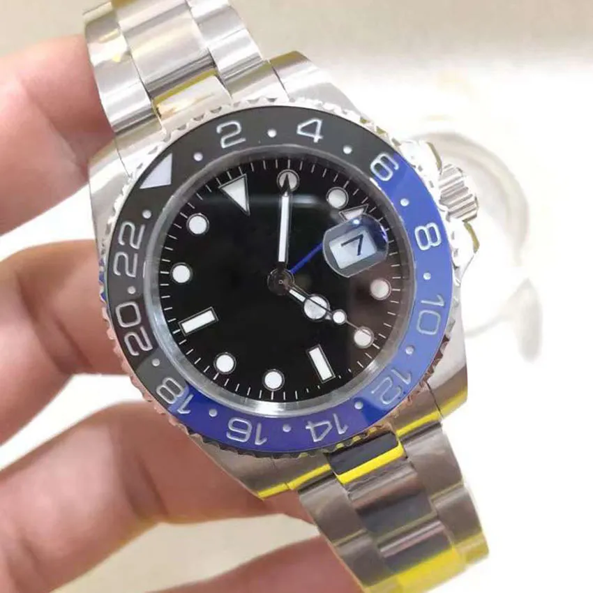 Automatisch horloge Staal Blauw Zwart Batman Keramische ring Roestvrij staal Mechanisch uurwerk voor heren 3866 GMT Zelfopwindende horloges Horloges XQY9G