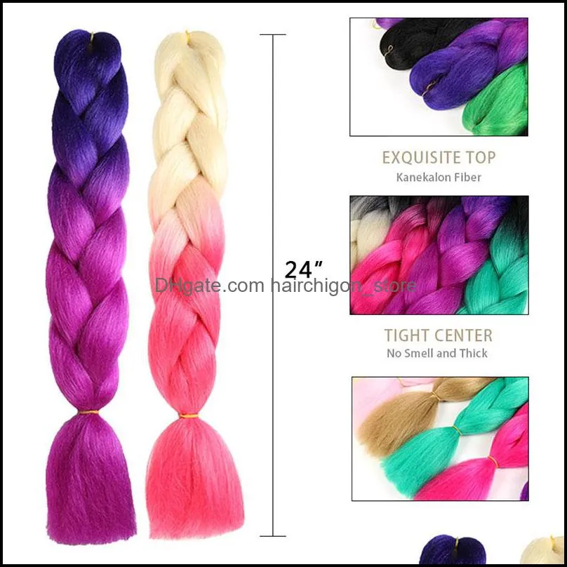 80g 24 Inch Jumbo Braiding Hair Kanekalon Synthetic Braids Hair Extensions From Japenese High Temperature Fiber Twist Braid #99J Dark