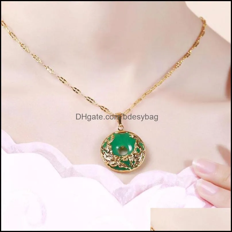 lockets 14k gold color natural jade and pendants for female colgante 925 mujer emerald topaz gemstone necklaces pendantlockets