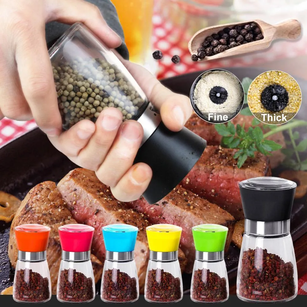 Portable Kitchen Salt Pepper Mill Grinder Bottle Seasoning Jar Holder Container