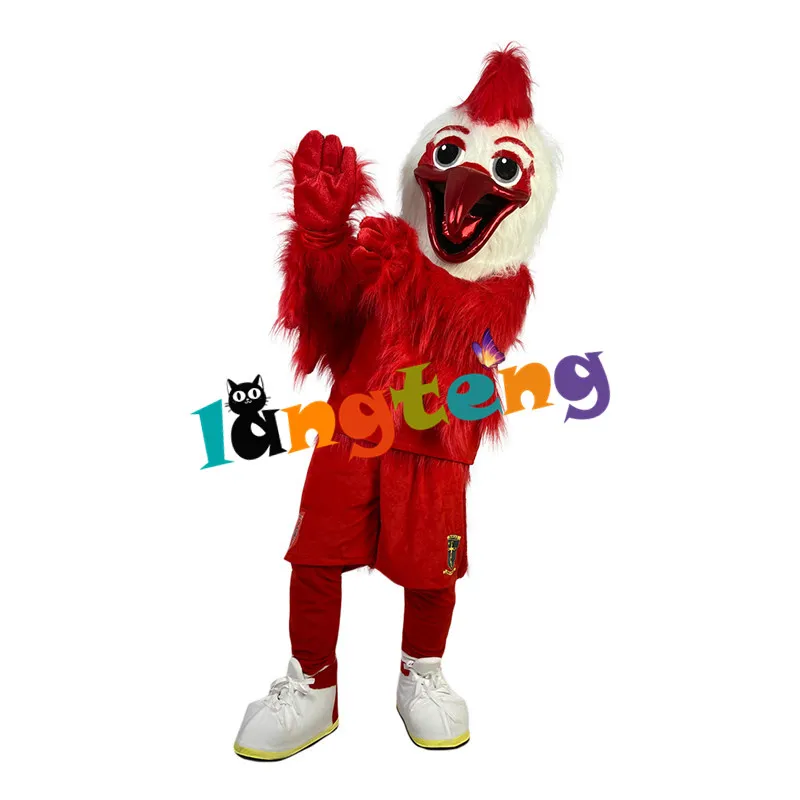 Costume de poupée de mascotte 1057 Costume de mascotte de coq rouge de sport déguisement Costume d'animal de vacances