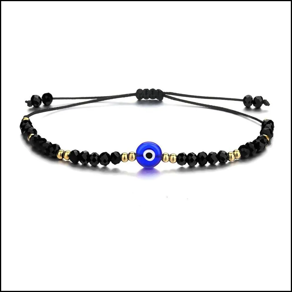 Braided Evil Blue Eye Bracelet Handmade Jewelry Colorful Crystal Beads Bracelets For Women Girl