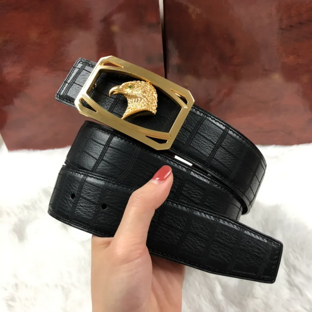 Ceinture de marque de luxe pour homme designer crocodile cuir véritable ceintures noires de qualité supérieure avec boîte reproductions officielles hommes ceinture cadeau exquis 3,8 cm