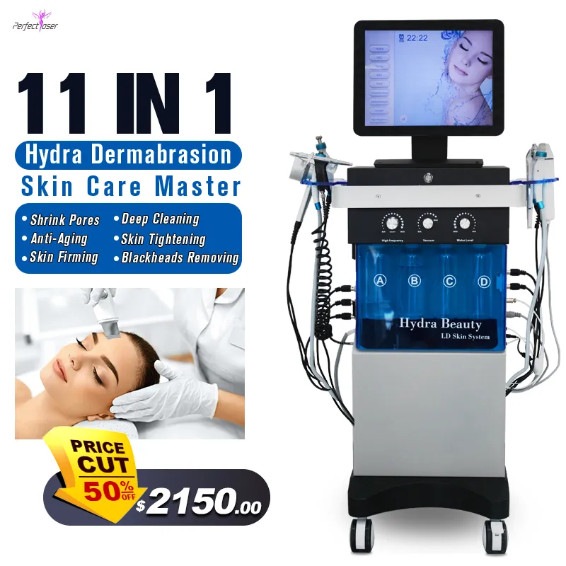 Machine de rajeunissement de la peau à Microdermabrasion en diamant 11 en 1, pistolet de pulvérisation à Jet d'oxygène Hydro Aqua Clean, approuvé par la FDA