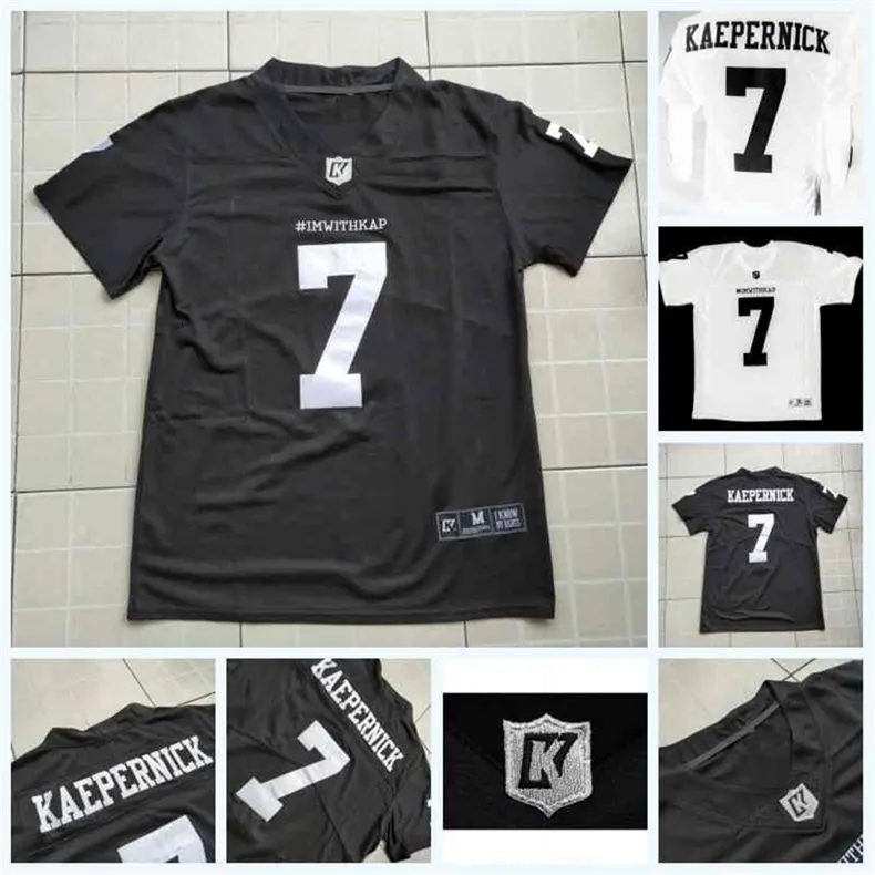 UF CEOC202 IMWITHKAP FILM JERSEY 7 COLIN KAEPERNICK Jestem z WAP American Football Jersey Black White Mens Womens Youth podwójny numer nazwy