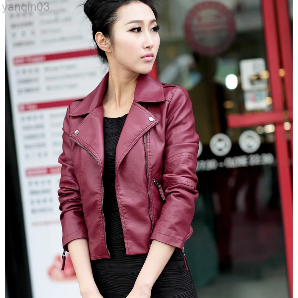 Jocoo Jolee Women Fashion Fall Winter Black Slim Lady Pu Faux Leather Jackets vrouwelijke ritssluiting bijgesneden lederen jassen uit het oog l220801